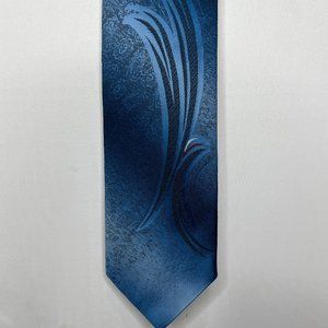 Vtg Town Craft  Mens Necktie 3 ½” Blue Gray Red Wave Retro Polyester made in USA